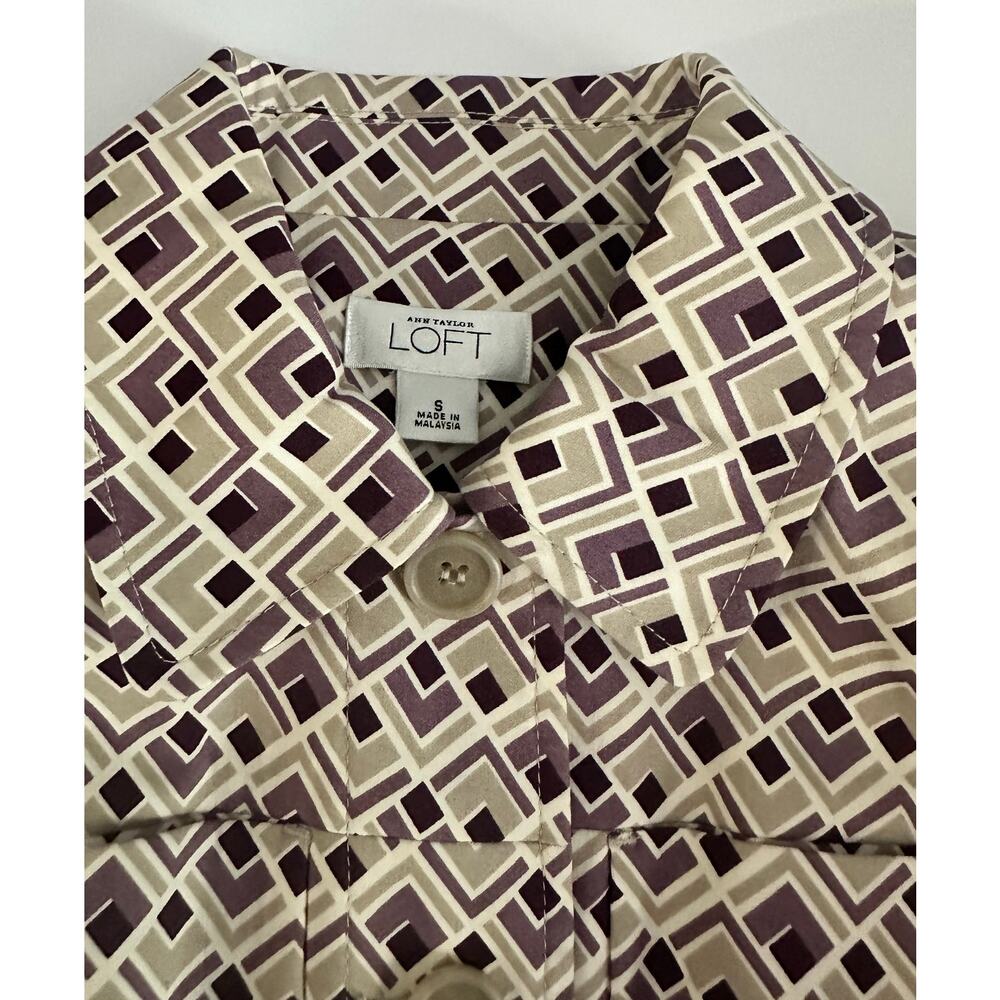 Ann Taylor Loft Women's Geometric Pattern Trench/Career Coat EUC